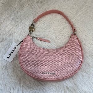 Steve Madden Light Pink Woven Crescent Shoulder Bag